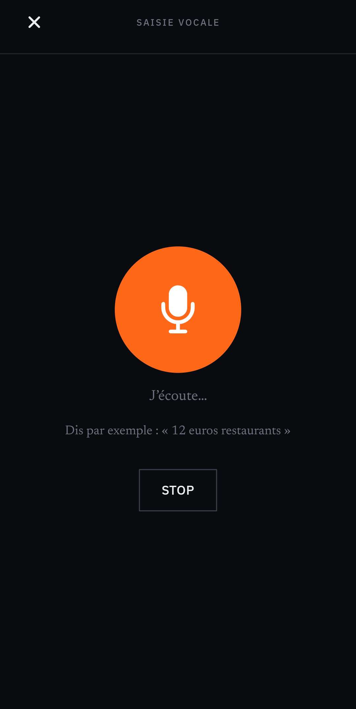 Saisie vocale — micro orange, montant 12,00 EUR